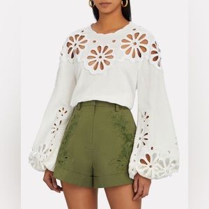 Jonathan Simkhai Sora Broderie Anglaise Top in creamy white